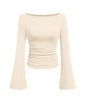 PRETTYGARDEN Womens Bell Long Sleeve Ribbed Knit Tops