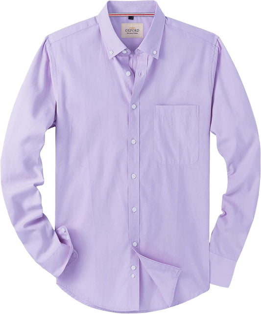 Alimens & Gentle Mens Solid Oxford Shirt Long Sleeve Dress Shirt Work Casual Button Down Shirts with Pocket