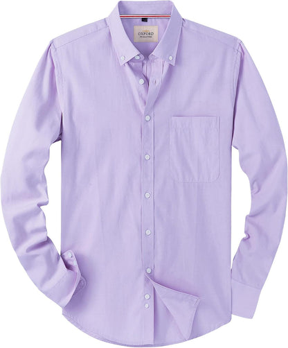 Alimens & Gentle Mens Solid Oxford Shirt Long Sleeve Dress Shirt Work Casual Button Down Shirts with Pocket
