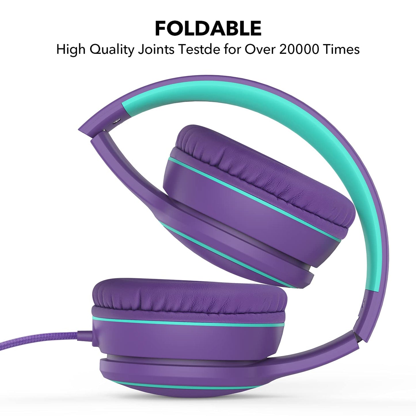 R10 Over-Ear Headphones with Microphone, Lightweight Folding Stereo Bass Headset with 1.5M No-Tangle Cord, Portable Wired Headphones for Smartphone Tablet Computer MP3 / 4 (Grey)