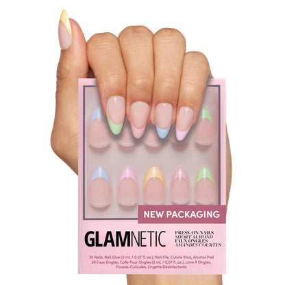 Glamnetic Press On Nails - Short Almond, Glossy Fake Nails 24 Pc Full Kit