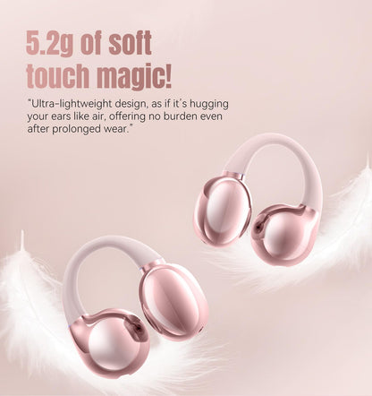 King Lucky Clip-On Earbuds Gen 3, Open-Ear Wireless Bluetooth 6.0 Headphones with Mic, Secure Fit for Small Ears & Glasses Wearers, 50H Playtime, ENC, IPX5 Waterproof Sport Ear Buds (Purple)