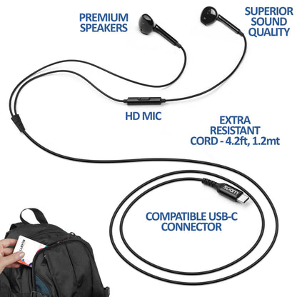LUDOS Zenith USB C Headphones for iPhone 17 16 15 Pro Max Plus Air iPad Pro Air, 5 Years Warranty, USB-C Earbuds for Samsung Galaxy S24 S23 Ultra S22 S21 S20 A55 A54 A53, USB Type C Earphones - White