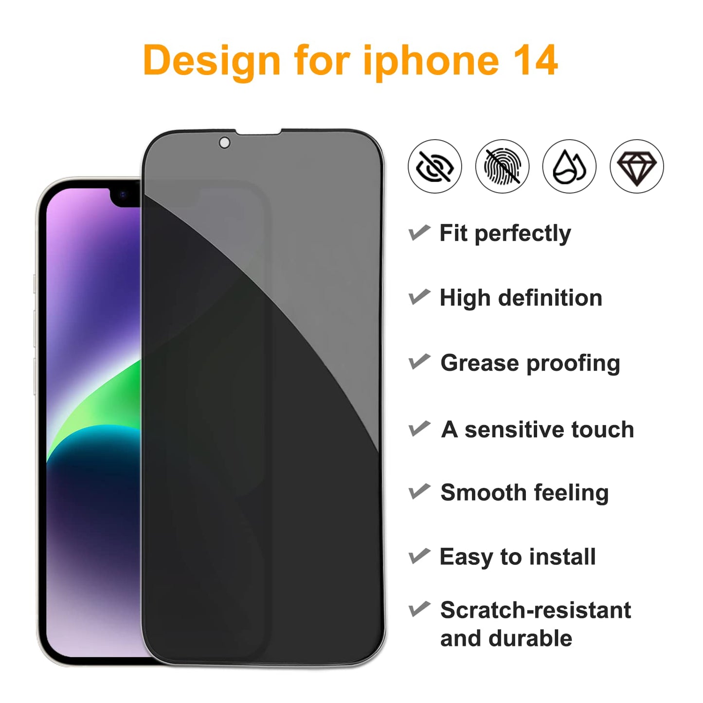 PEHAEL for iPhone 16 Pro Max Privacy Screen Protector+Camera Lens Protector