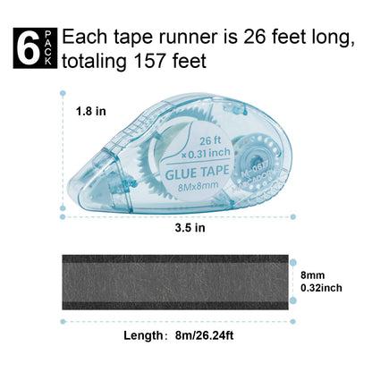 MARCADORUS Glue Tape for Scrapbooking, Double Sided Tape Roller 106Ft Total