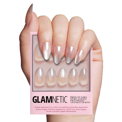 Glamnetic Press On Nails - Short Almond, Glossy Fake Nails 24 Pc Full Kit