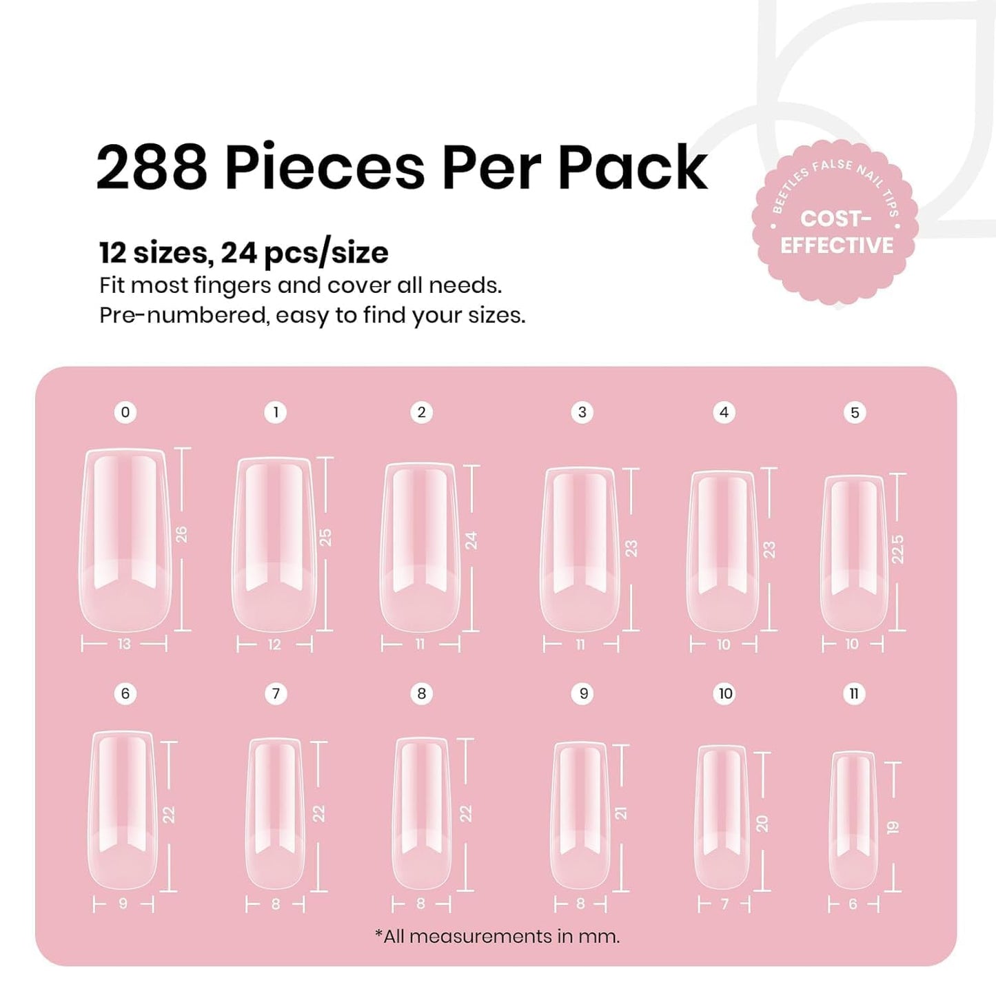 Beetles Soft Gel Nail Tips Short Almond 288pcs in 12 Sizes Etch-X