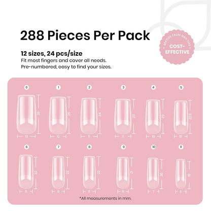 Beetles Soft Gel Nail Tips Short Almond 288pcs in 12 Sizes Etch-X