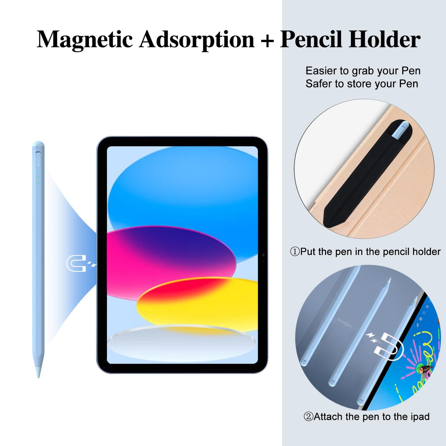Stylus Pen for iPad11&10thGen,14Mins Faster Charge, with Pencil Holder,Palm Rejection, Tilt Sensitivity, for iPad Air11&13-inch(M3/M2), iPad Pro 11&13-inch (M4),iPad 6-11th,iPad Pro 11/12.9 inch