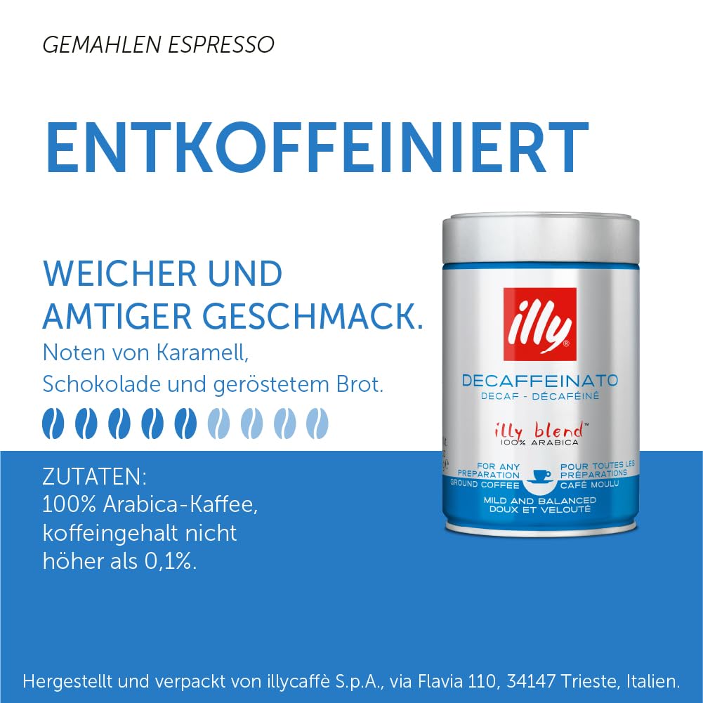 illy Intenso Ground Espresso Coffee, Bold Roast, Intense, Robust and Full Flavored With Notes of Deep Cocoa, 100% Arabica Coffee, No Preservatives, 8.8 Ounce Can (Pack of 1)
