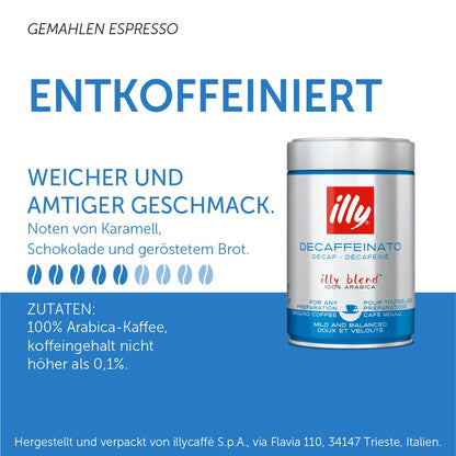 illy Intenso Ground Espresso Coffee, Bold Roast, Intense, Robust and Full Flavored With Notes of Deep Cocoa, 100% Arabica Coffee, No Preservatives, 8.8 Ounce Can (Pack of 1)