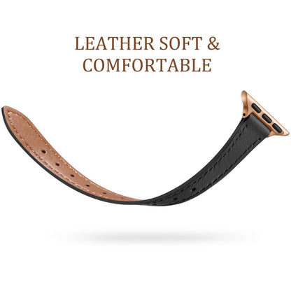 Charlam Slim Leather Band Compatible with Apple Watch Bands for Women 40mm 38mm 41mm 42mm 44mm 45mm 46mm, Top Grain Genuine Leather Strap Thin Wristband for iWatch Series 11 10 SE 9 8 7 6 5 4 3 2 1