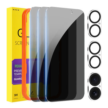 PEHAEL for iPhone 16 Pro Max Privacy Screen Protector+Camera Lens Protector