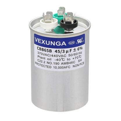 VEXUNGA 5uF 370/440VAC 50/60Hz CBB65 CBB65A Oval Run Start Capacitor 5 MFD 370V/440V Air Conditioner Capacitors for AC Unit Fan Motor Start or Pool Pump or Air Condenser Straight Cool