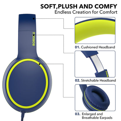 R10 Over-Ear Headphones with Microphone, Lightweight Folding Stereo Bass Headset with 1.5M No-Tangle Cord, Portable Wired Headphones for Smartphone Tablet Computer MP3 / 4 (Grey)
