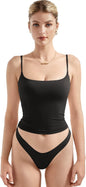 SUUKSESS Women Double Line Square Neck Tank Top Summer Y2K Going Out Basic Cami Shirt