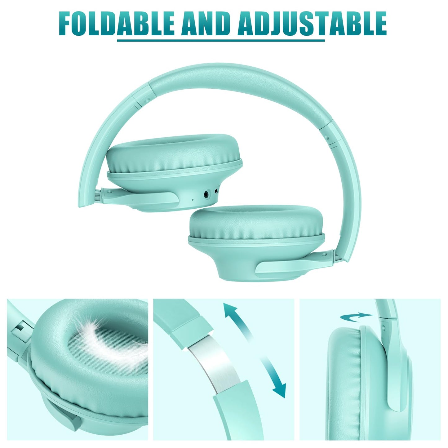 KVIDIO Bluetooth Headphones Wireless Over Ear Headsets 65H Playtime