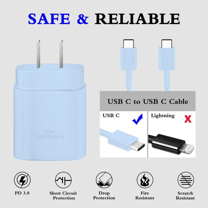 GUUSMART Type C Charger 2-Pack 25W Long 6ft USB C Charger Cable