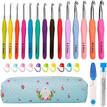 Yarniss Crochet Hooks,14 Size Ergonomic Crochet Hooks Set 2mm(B)-10mm(N)