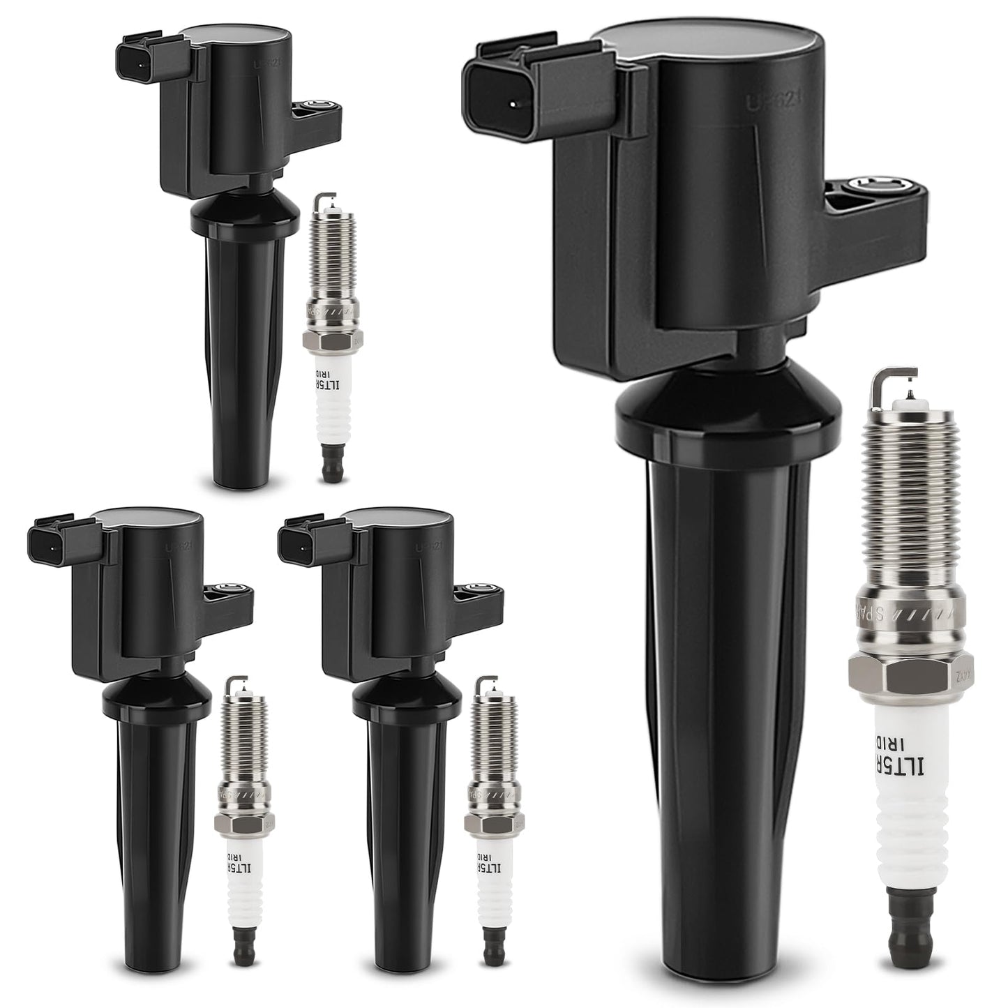 UF667 Ignition Coil & ILZFR6D11 Double Iridium Spark Plug for BMW 2.5-6.0L