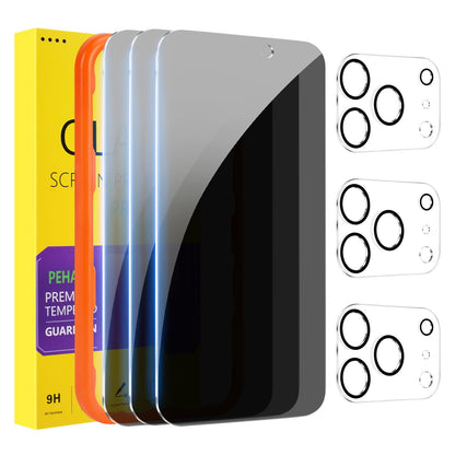 PEHAEL for iPhone 16 Pro Max Privacy Screen Protector+Camera Lens Protector