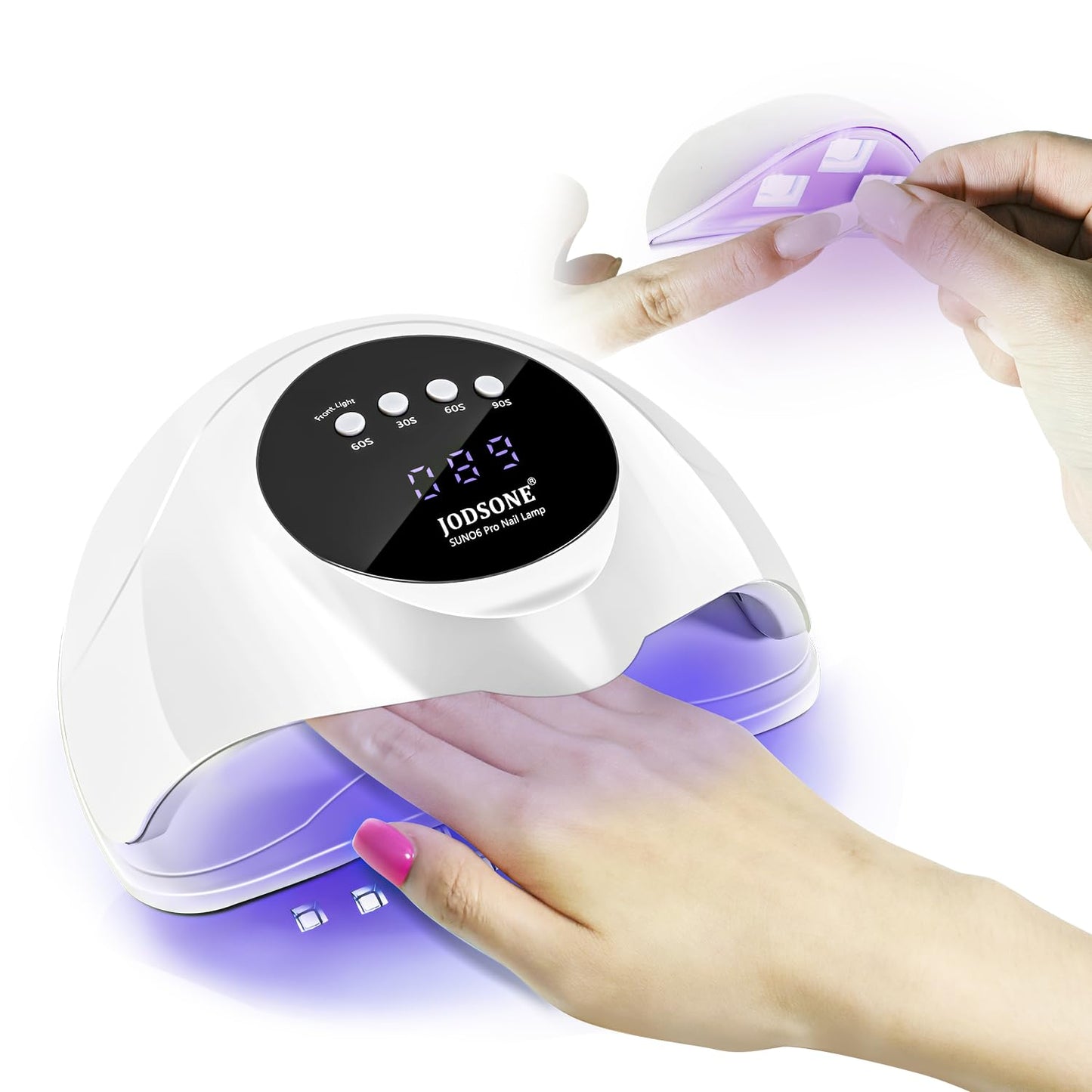 JODSONE U V LED Nail Lamp with Base Coat Top Coat Set, Nail Dryer for Gel Polish for Nails with Automatic Sensor & 4 Timers