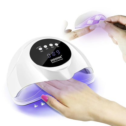 JODSONE U V LED Nail Lamp with Base Coat Top Coat Set, Nail Dryer for Gel Polish for Nails with Automatic Sensor & 4 Timers