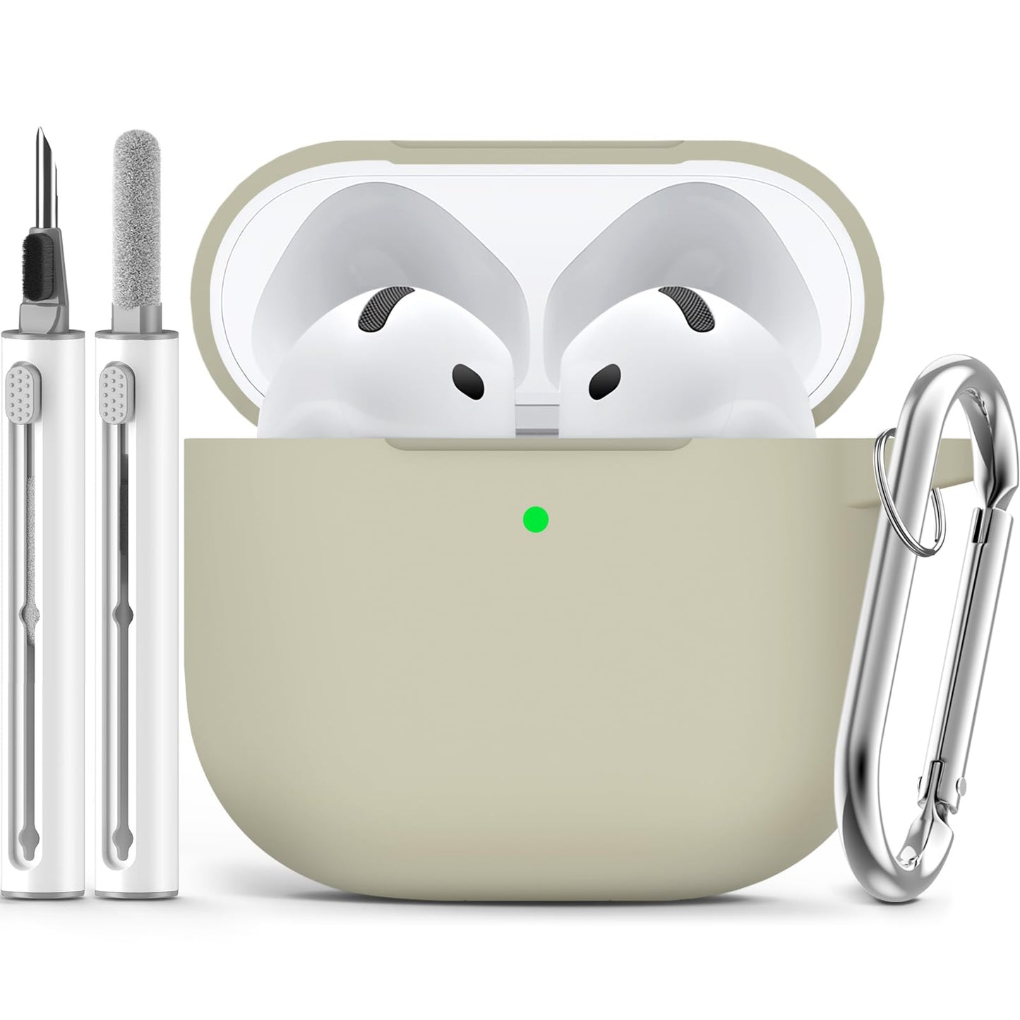 Ljusmicker for AirPods 4 Case 2024 with Cleaner Kit,Milk Tea