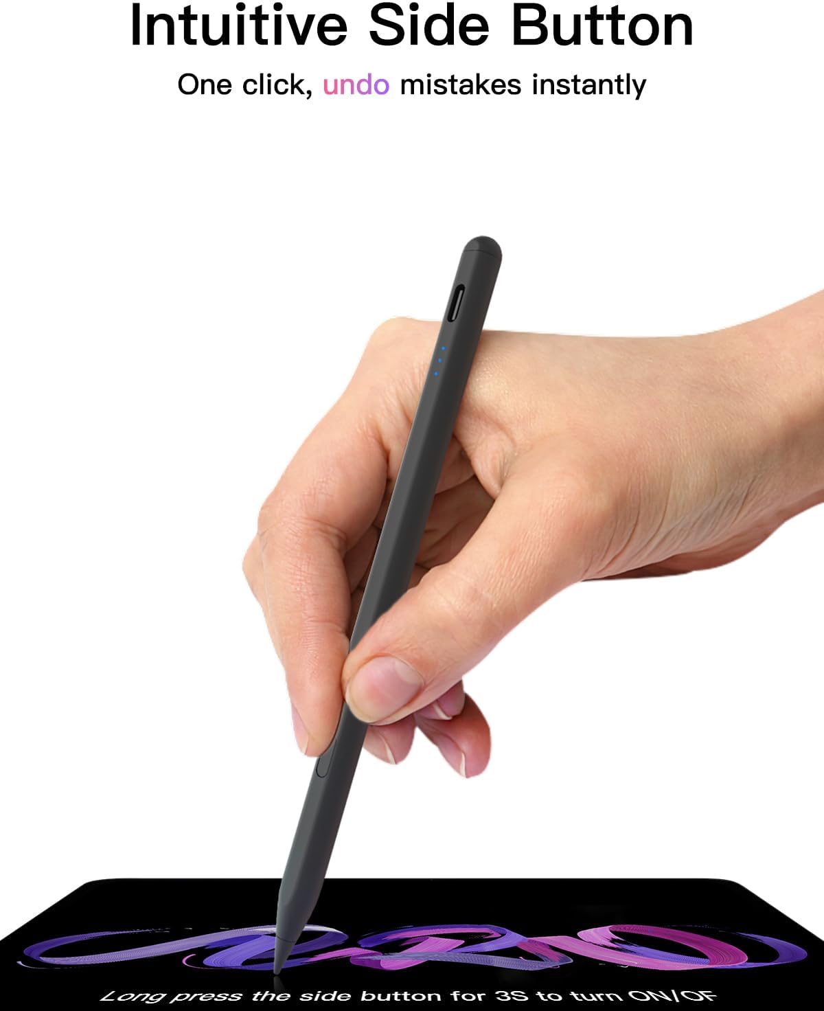 Stylus Pen for ipad 2018-2026, USB-C Fast Charging Pencil, Pixel-Perfect Tilt Sensitivity for iPad 11/10/9/8/7/6/A16, iPad mini 7/6/5, iPad Air M4/3/2 11"/13"/5/4/3, iPad Pro M5/4 13"/12.9″/11″ Black