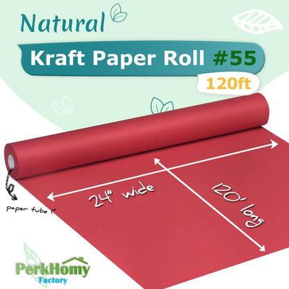 PerkHomy Brown Kraft Paper Roll 36" x 1,440" (120') for Craft Bulletin Board Paper Art Table Covering Crafting Gift Wrapping Bouquet Packing Parcel 70GSM 50LB (Brown, 36" x 120')