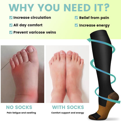 Copper Compression Socks 15-20 mmHg for Men & Women 8 Pairs – Circulation Support for Nurses, Travel, Running, Hiking, Soccer