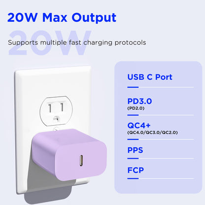 iPhone 17 16 15 Charger Fast Charging,2Pack 20W Apple iPad USB C Wall Charger Block with 6FT USB C to C Cable for iPhone 17/Pro/Pro Max/17 Air/ 16/16 Pro/16 Pro Max/15/Plus/Pro/Pro Max