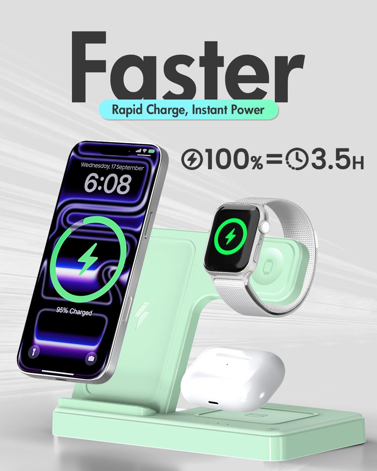 GETPALS Wireless Charger iPhone Charging Station for Apple Multiple Devices