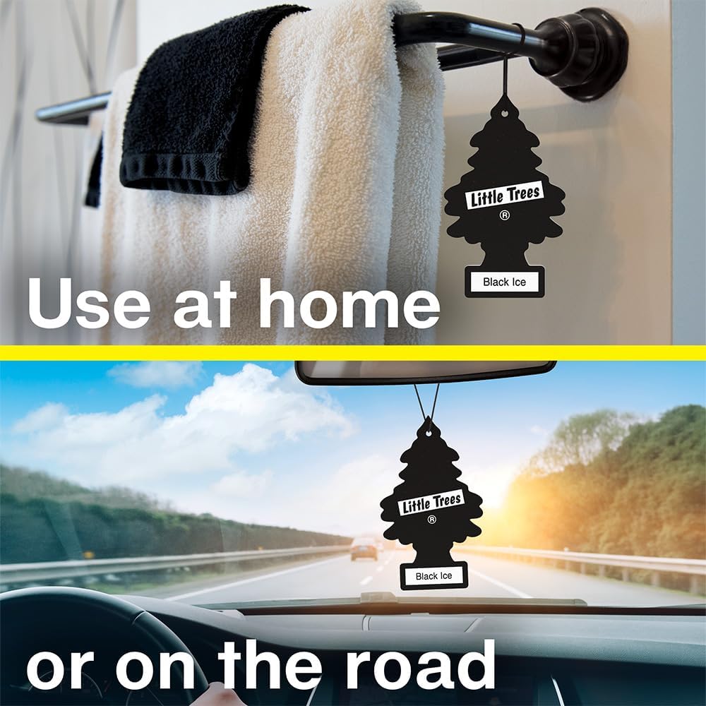 LITTLE TREES Car Air Freshener | Hanging Tree Provides Long Lasting Scent for Auto and Home | Black Ice, 24 Air Fresheners