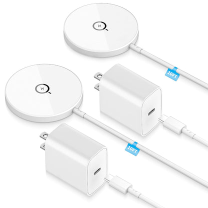 Magnetic Wireless Charger for iPhone,2 Pack Apple Magsafe Charger 10FT Long