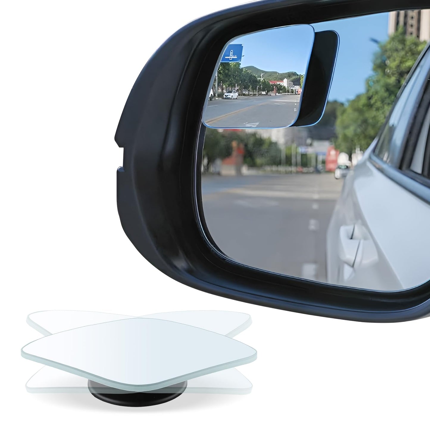 LivTee Blind Spot Mirror, 2" Round HD Glass Frameless Convex Rear View Mirrors Exterior Accessories with Wide Angle Adjustable Stick for Car SUV and Trucks, Pack of 2