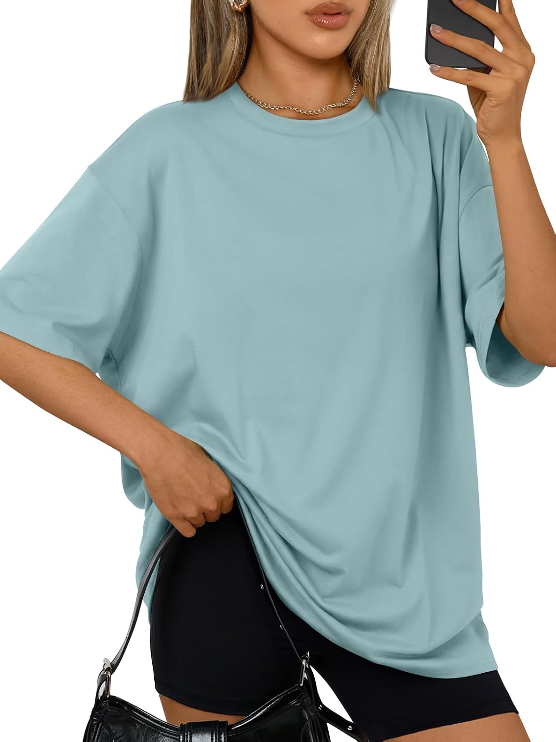 Trendy Queen Womens Oversized T-Shirts Short Sleeve Crew Neck Summer Tops