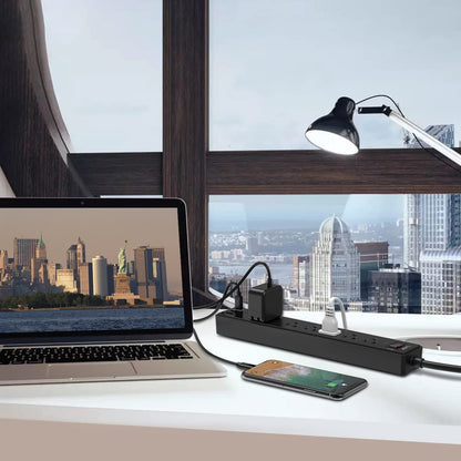 Yintar 6Ft Surge Protector Power Strip with 8 Outlets and 4 USB Ports