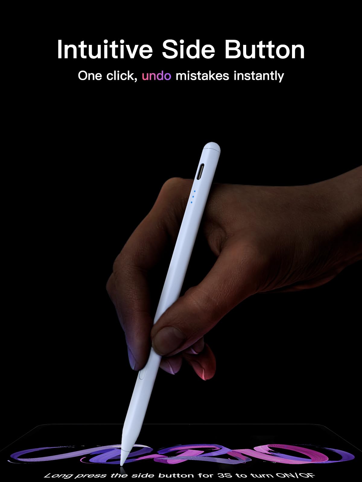 Stylus Pen for ipad 2018-2026, USB-C Fast Charging Pencil, Pixel-Perfect Tilt Sensitivity for iPad 11/10/9/8/7/6/A16, iPad mini 7/6/5, iPad Air M4/3/2 11"/13"/5/4/3, iPad Pro M5/4 13"/12.9″/11″ Black