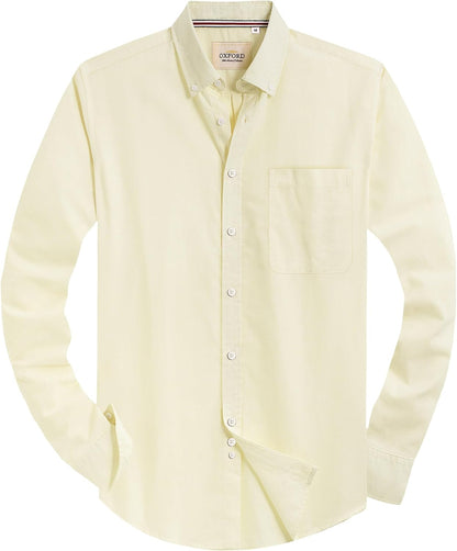 Alimens & Gentle Mens Solid Oxford Shirt Long Sleeve Dress Shirt Work Casual Button Down Shirts with Pocket