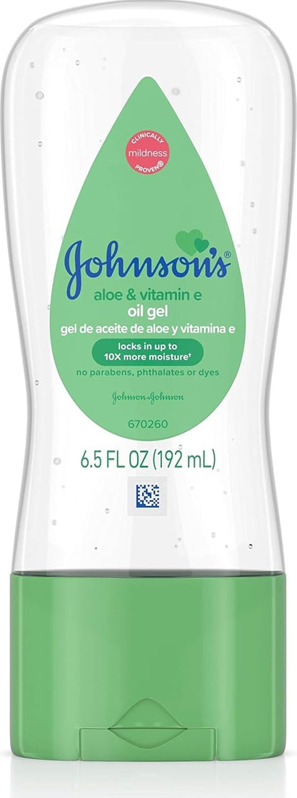 Johnson's Baby Oil Gel, Aloe Vera & Vitamin E, 6.5 fl oz
