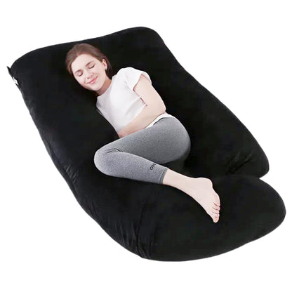 ALLOPERA Pregnancy Pillow, Full Body Maternity Pillow 57 inch, with Removable Washable Cover - Sleep Support for Legs, Back, Neck, Shoulder, HIPS, Belly, Velvet Cover-Grey-Dark Blue