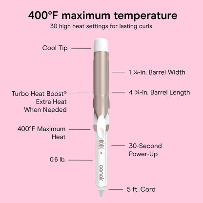 Conair Curling Iron, Double Ceramic, 1" Barrel, White/Rose Gold
