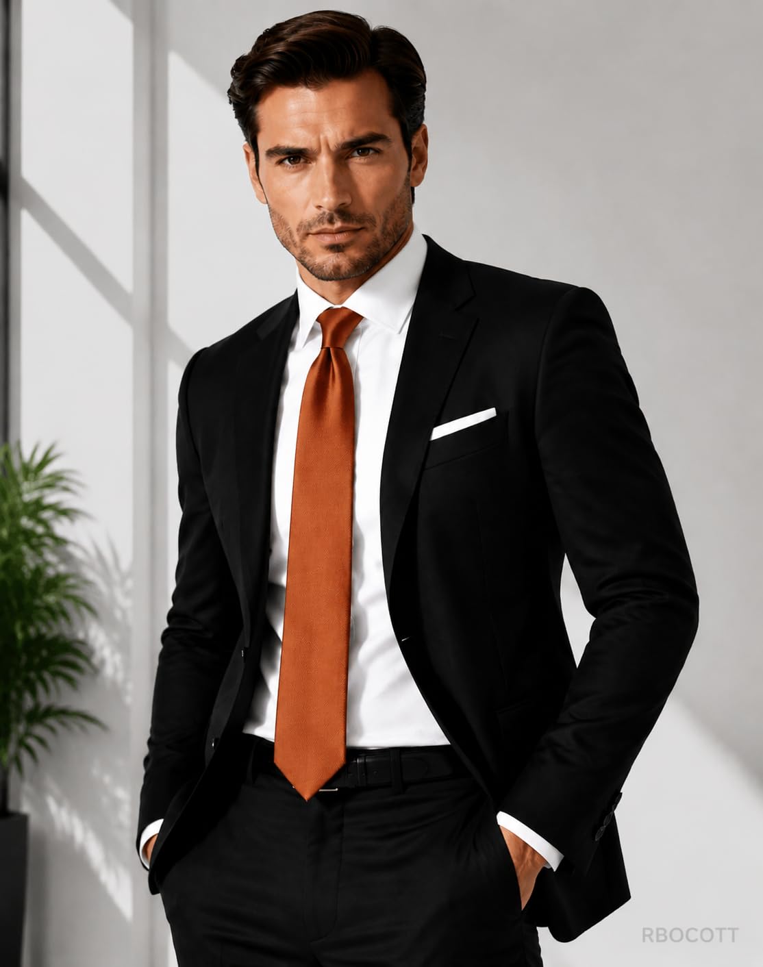 RBOCOTT Solid Color Tie Formal Necktie for Men