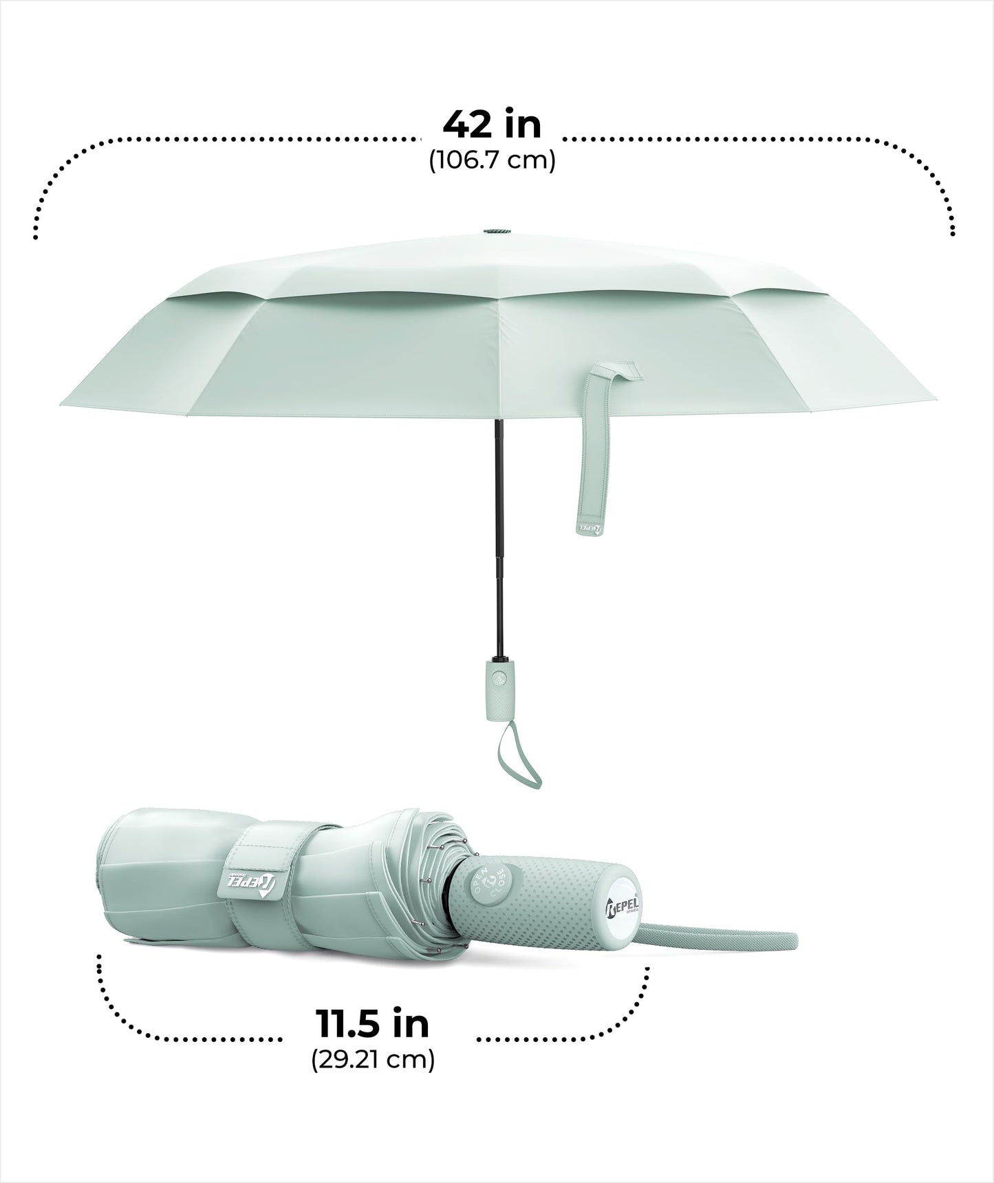 Windproof Travel Umbrella - Compact & Withstands Winds up to 100MPH, Strongest Premium Auto Folding Umbrella for Rain and Sun - Durable, Light & Portable for Women & Men, Fits Backpack & Cars