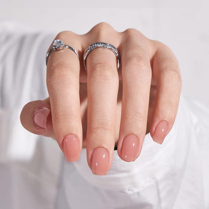 BTArtbox Press On Nails, Vanilla Cream, Short Square, Ombre Peach, 32Ct