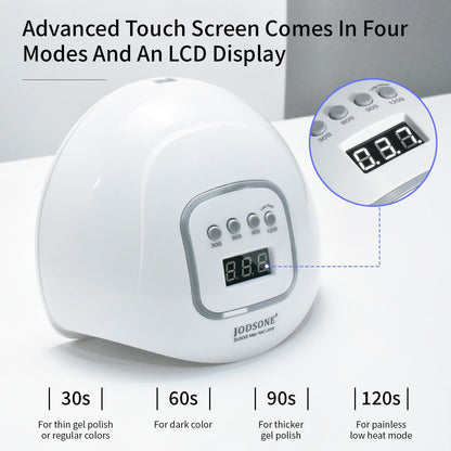 JODSONE U V LED Nail Lamp with Base Coat Top Coat Set, Nail Dryer for Gel Polish for Nails with Automatic Sensor & 4 Timers
