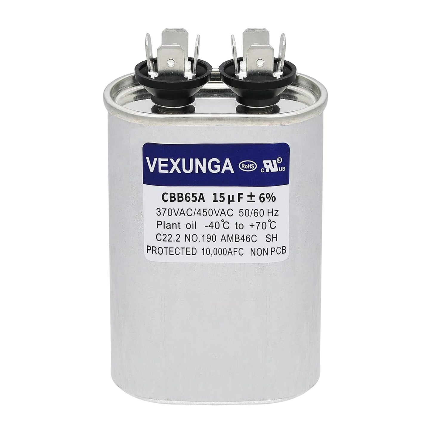 VEXUNGA 5uF 370/440VAC 50/60Hz CBB65 CBB65A Oval Run Start Capacitor 5 MFD 370V/440V Air Conditioner Capacitors for AC Unit Fan Motor Start or Pool Pump or Air Condenser Straight Cool