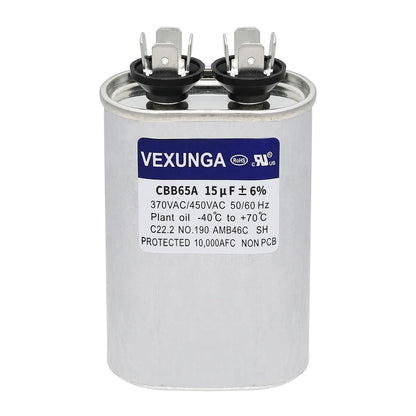 VEXUNGA 5uF 370/440VAC 50/60Hz CBB65 CBB65A Oval Run Start Capacitor 5 MFD 370V/440V Air Conditioner Capacitors for AC Unit Fan Motor Start or Pool Pump or Air Condenser Straight Cool