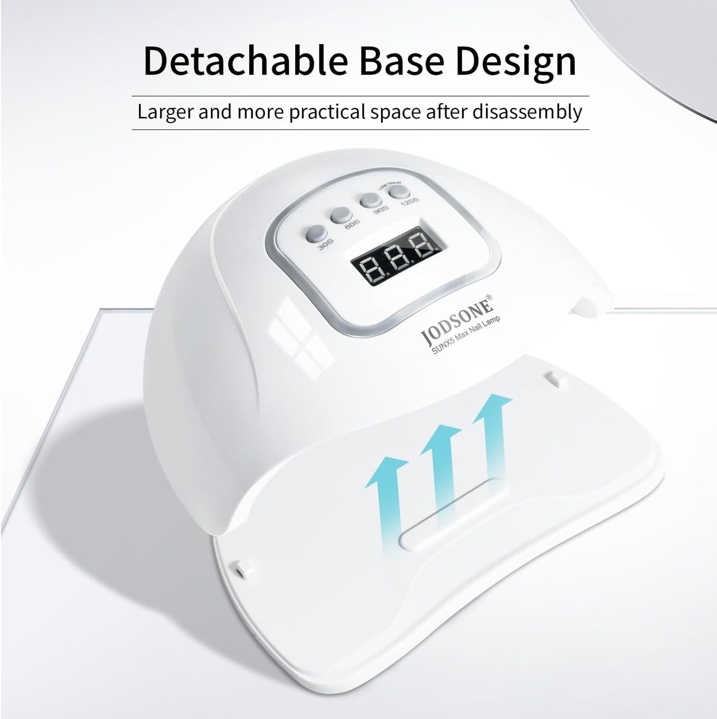 JODSONE U V LED Nail Lamp with Base Coat Top Coat Set, Nail Dryer for Gel Polish for Nails with Automatic Sensor & 4 Timers